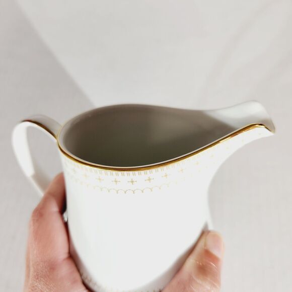 Noritake Barrington Sugar Creamer 2030 Gold Trim Footed Pedestal Cross Atomic - Picture 3 of 10